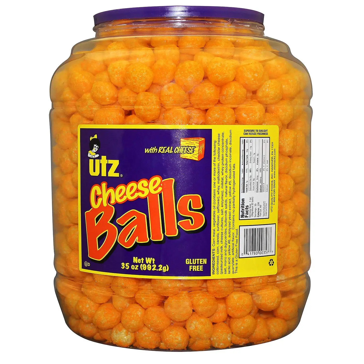 Amazon.com: Utz Cheese Balls  35 Ounce Barrel (2 lbs)  Made with Real ...