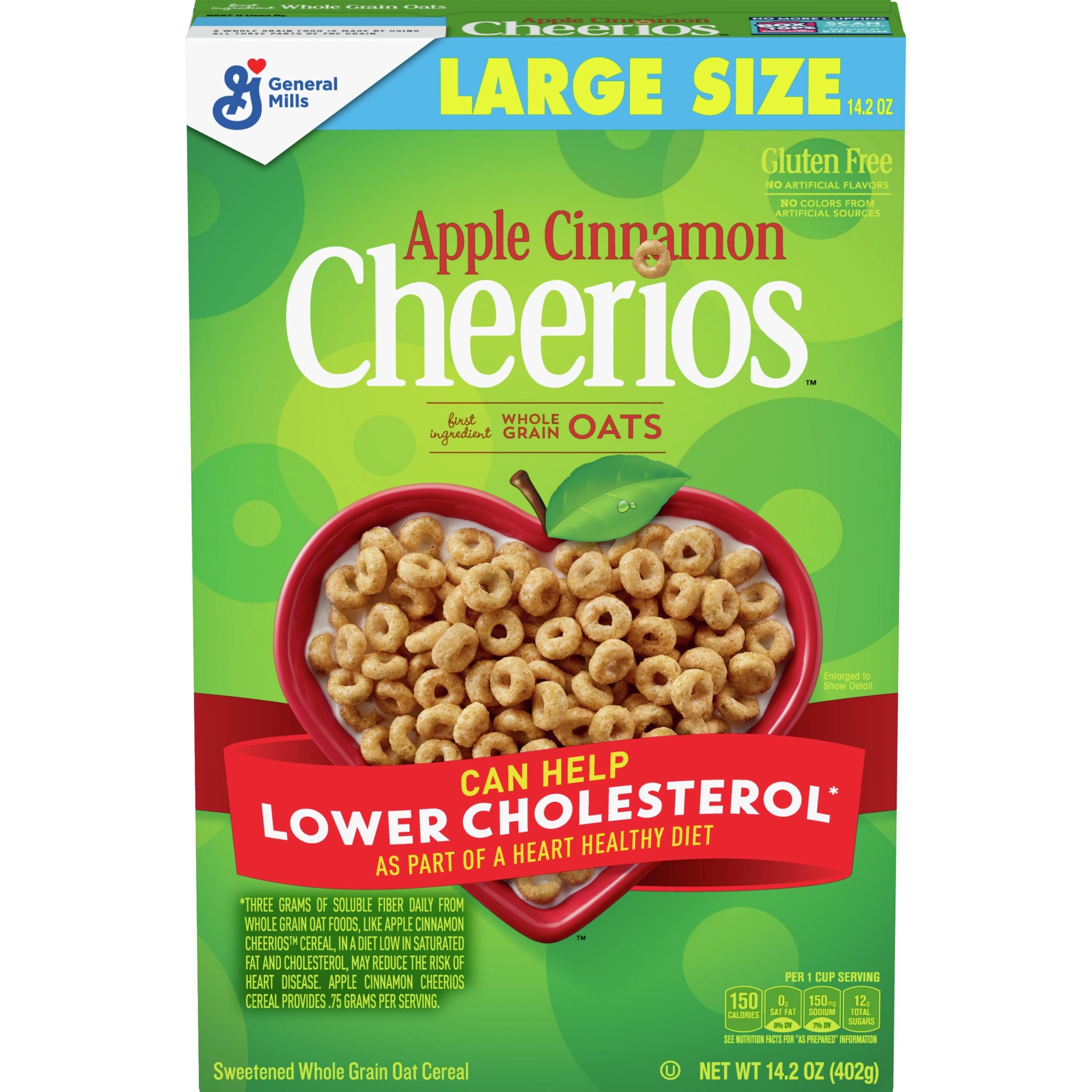 Apple Cinnamon Cheerios Gluten Free Cereal Box Large Size 14.2 oz ...