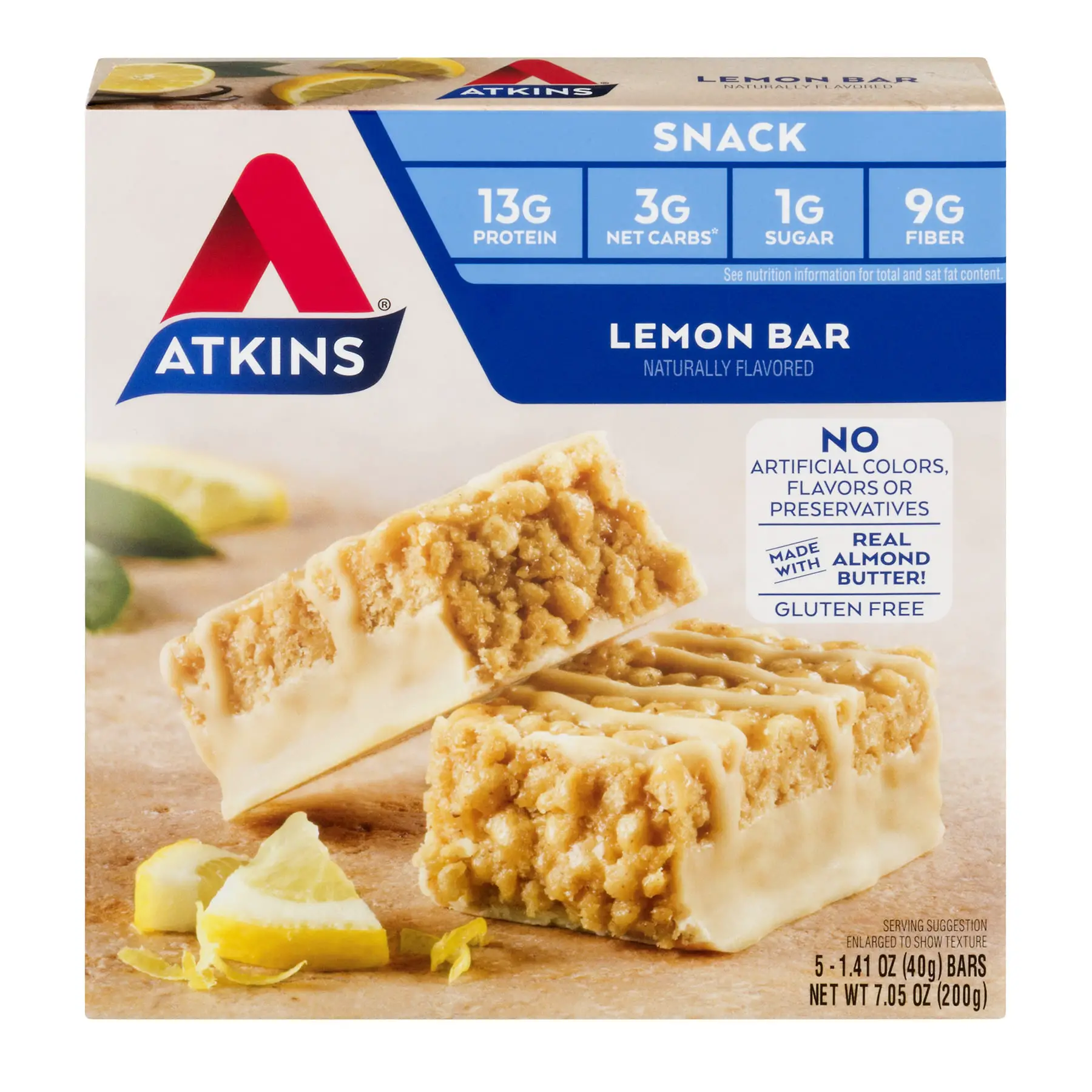 Atkins Gluten Free Snack Bar, Lemon Bar, Keto Friendly, 30 Count ...