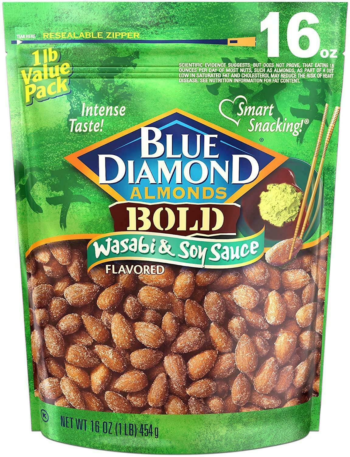 Blue Diamond Almonds, Bold Wasabi &  Soy Sauce, 16 Ounce ...