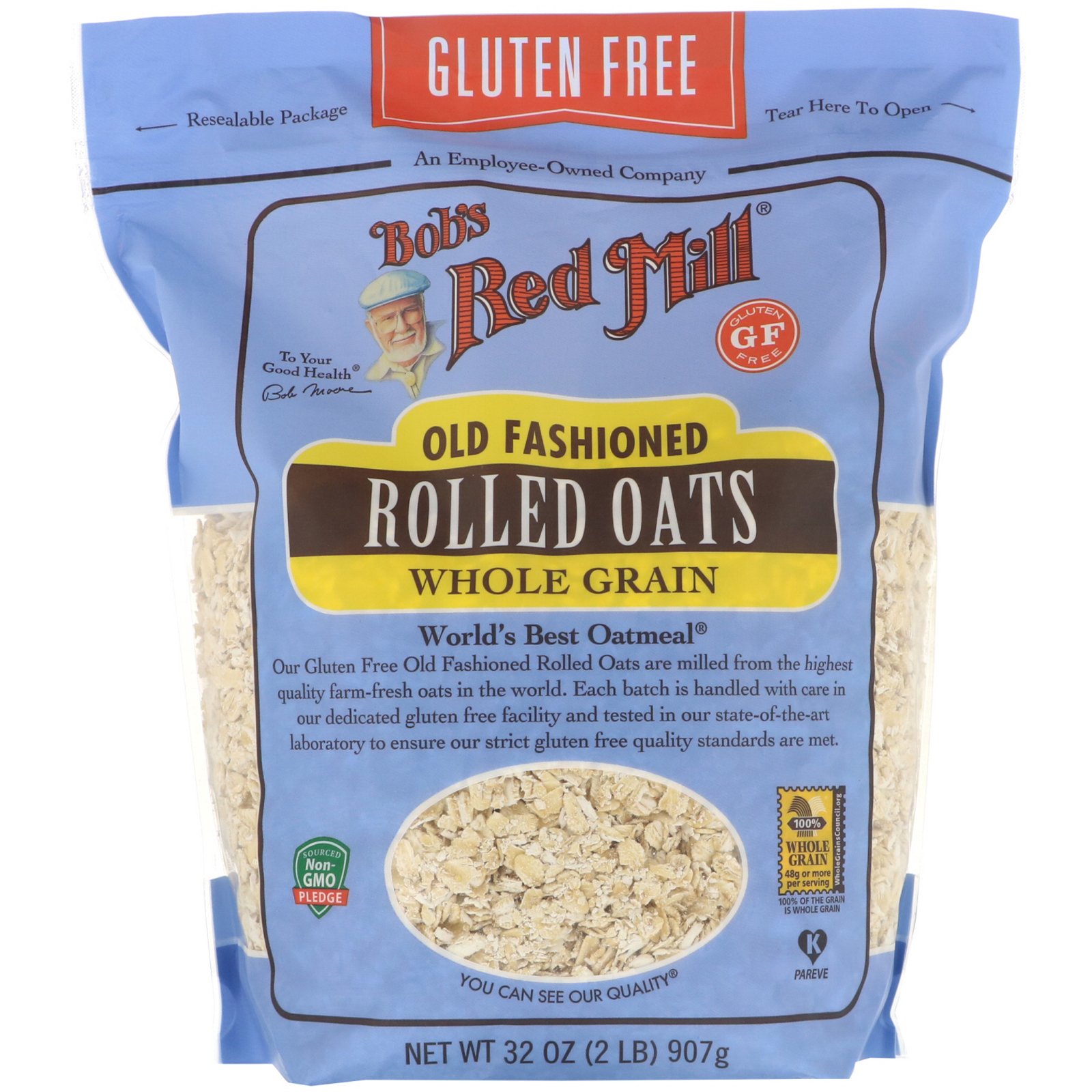 Bob s Red Mill Old Fashioned Rolled Oats Whole Grain Gluten Free 32 oz ...