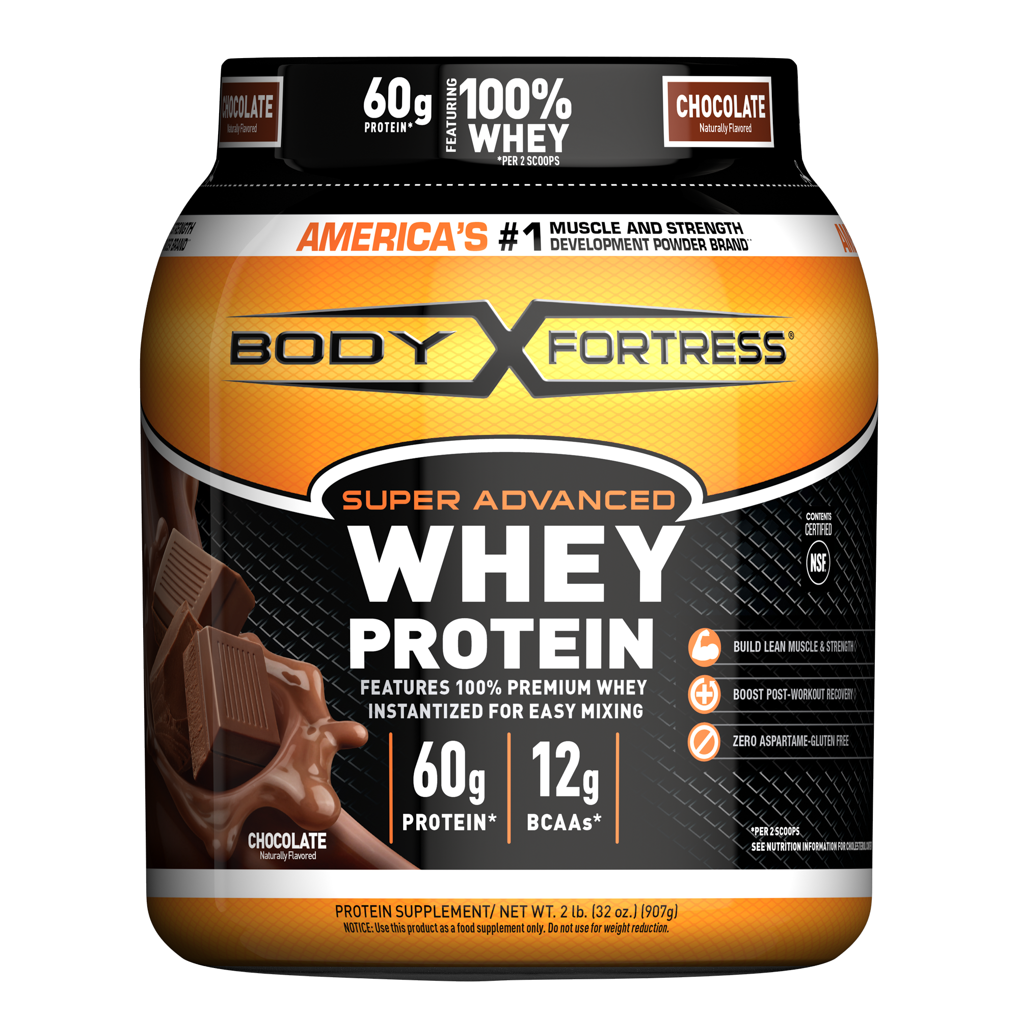 Body Fortress Super Advanced Whey Protein Powder, Chocolate Flavored ...