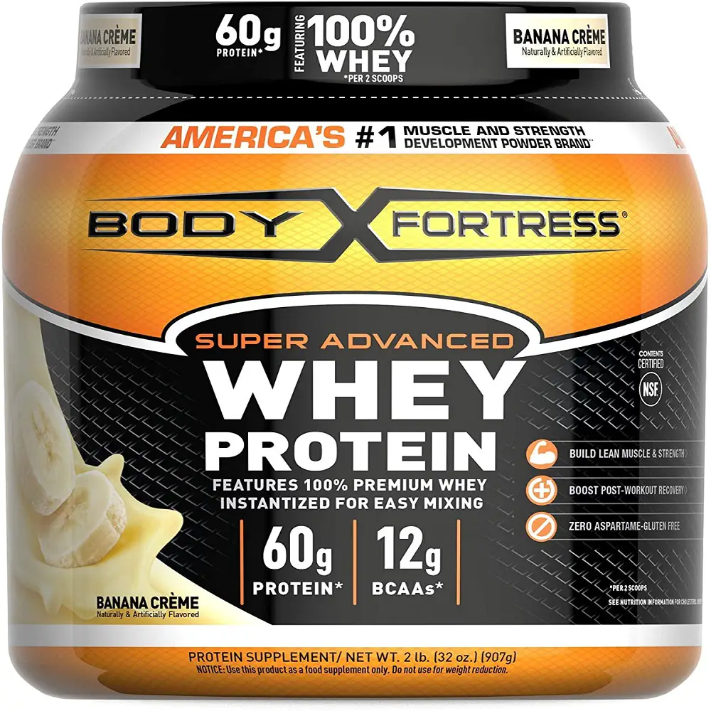 Body Fortress Super Advanced Whey Protein Powder, Gluten Free, Banana ...