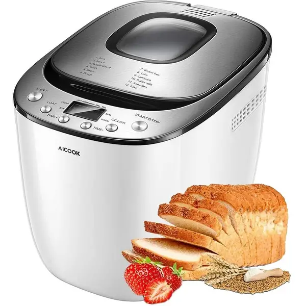 Bread Maker AICOOK 2LB Automatic Bread Machine W/ Gluten Free Setting ...