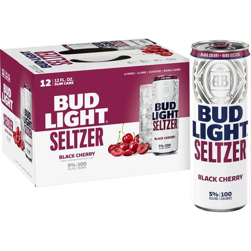 Bud Light Hard Seltzer Black Cherry, Gluten Free, Slim Cans (12 oz ...