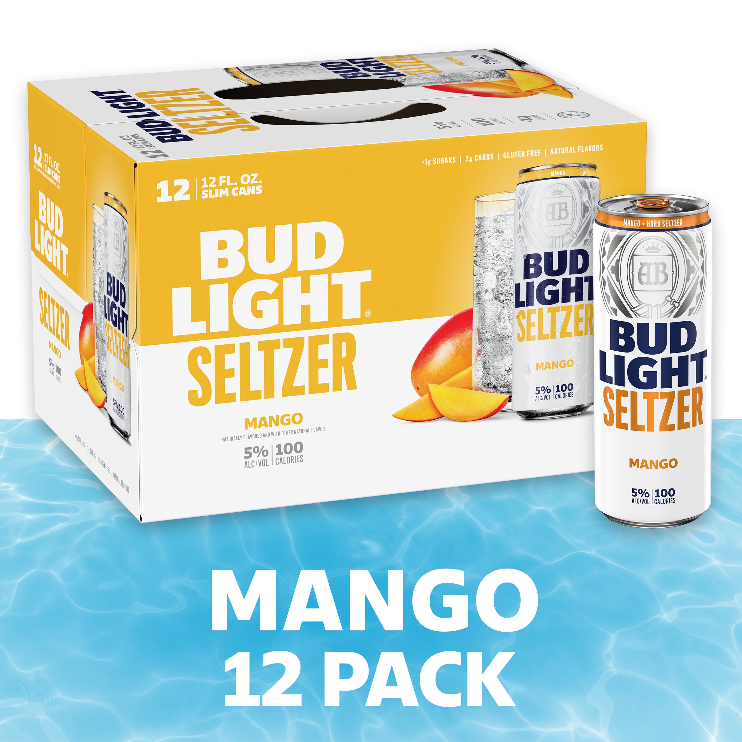 Bud Light Seltzer Mango, Gluten Free Hard Seltzer, 12 Pack, 12 FL OZ ...