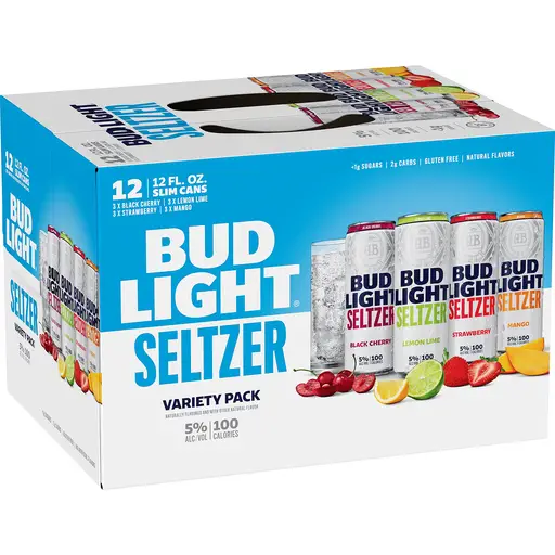 Bud Light Seltzer Variety Pack, Hard Seltzer, Gluten Free, 12 Pack, 12 ...