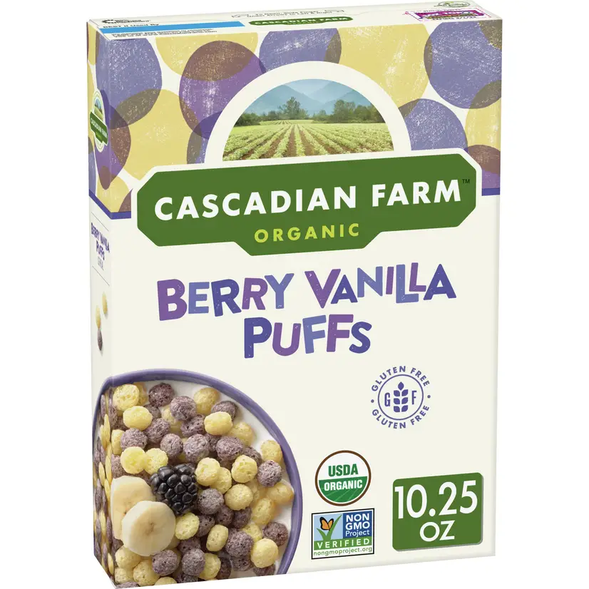 Cascadian Farm Organic Berry Vanilla Puffs Cereal, Gluten ...