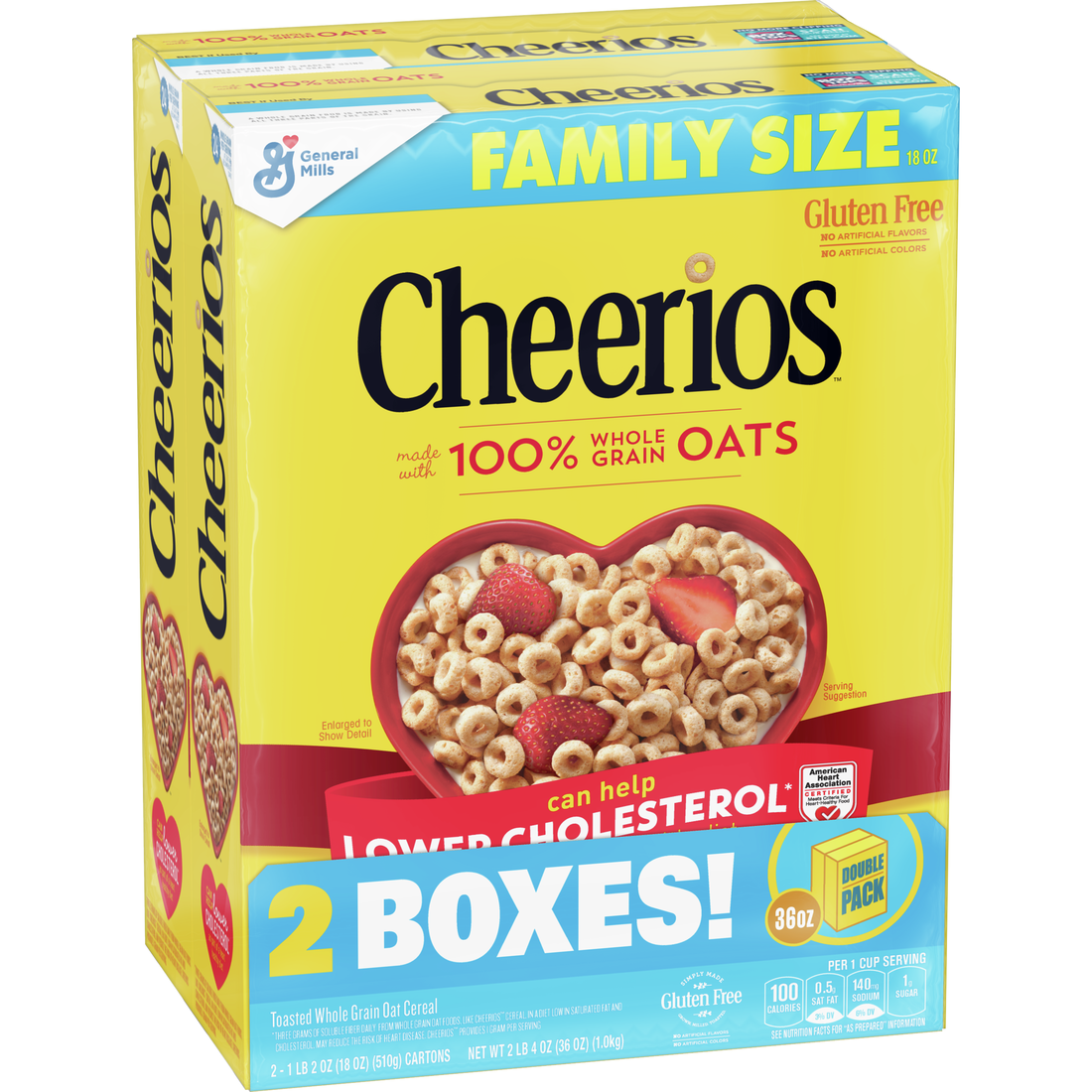 Cheerios Cereal, Gluten Free, Whole Grain Oats, 2 Pack