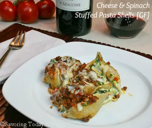 Cheese &  Spinach Stuffed Pasta Shells Recipe [Gluten