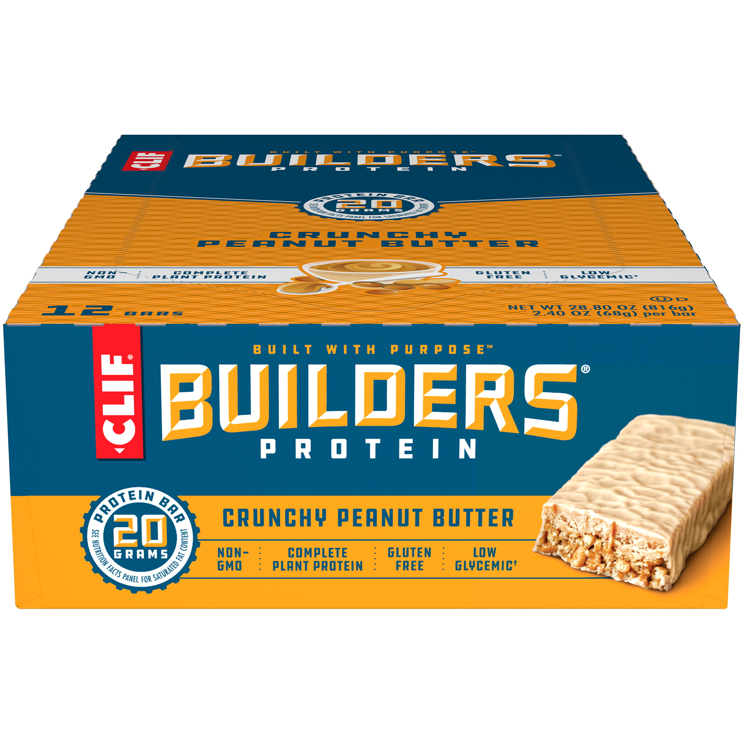 CLIF Builders Protein Bars, Gluten Free, 20g Protein, Crunchy Peanut ...