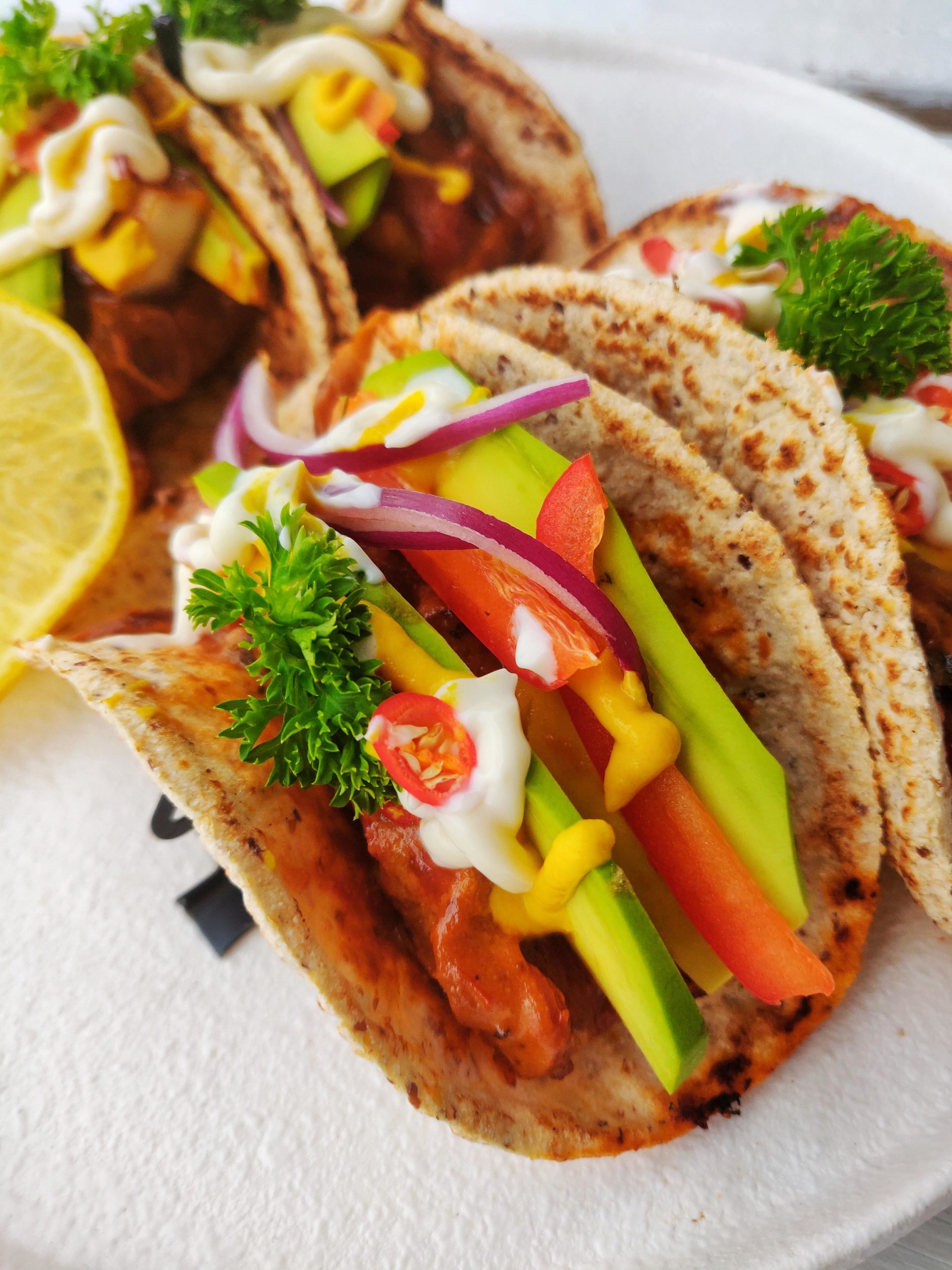 Creamy tofu gluten free tacos, the soft tacos shells are made from ...