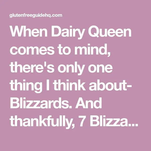 Dairy Queen Gluten Free Menu