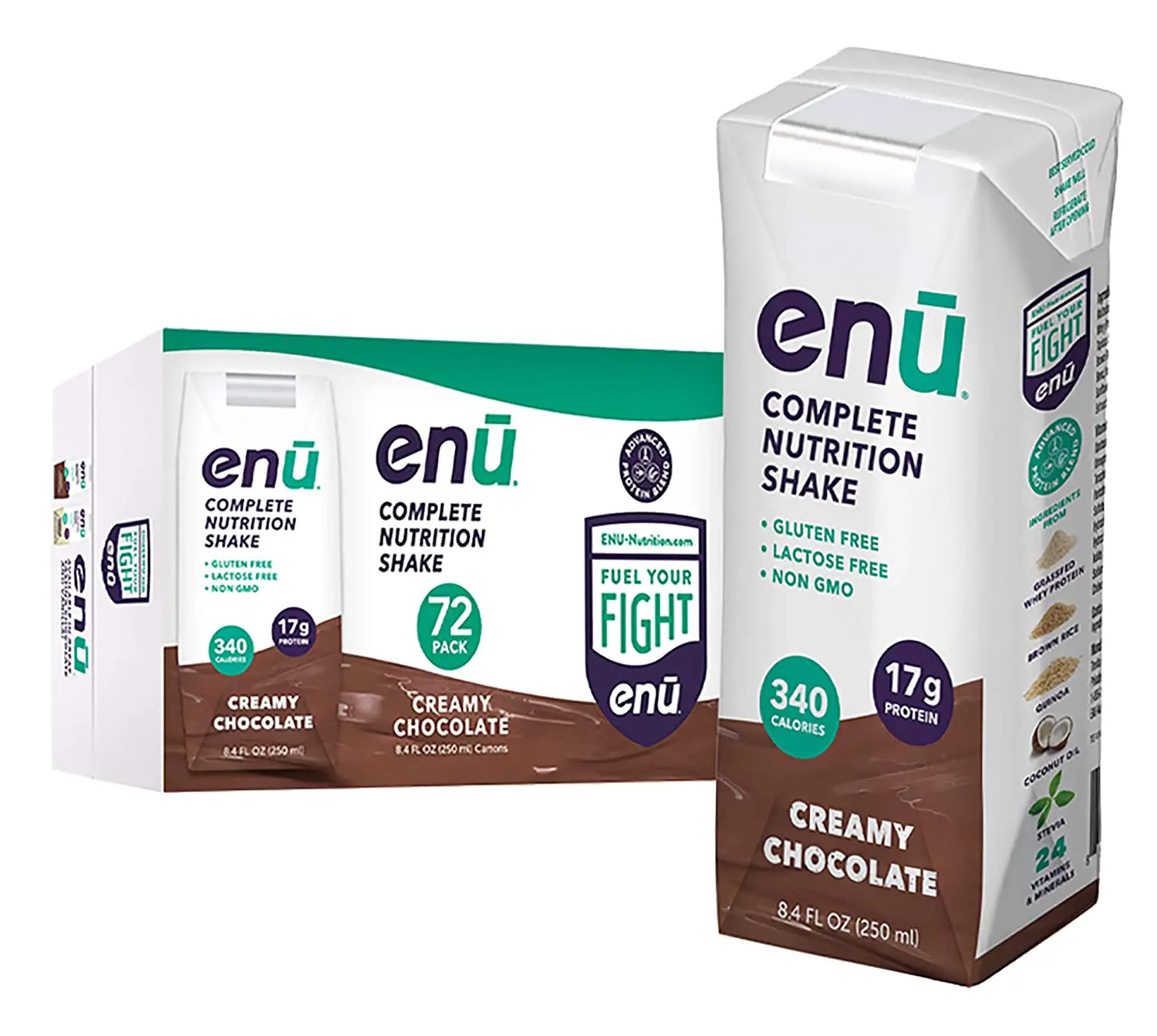 ENU RTD Chocolate Whey Protein Shake 17g (72 Pack)