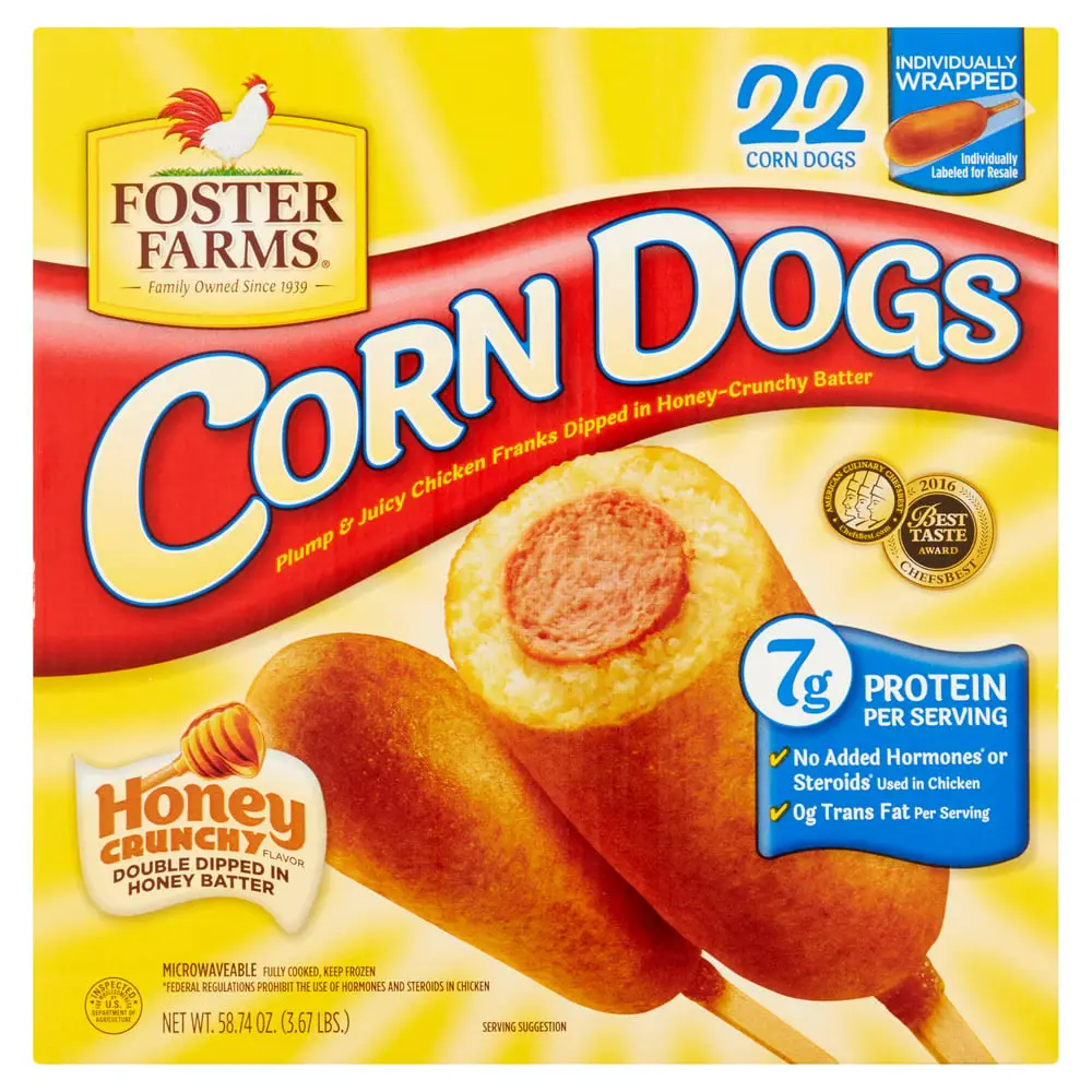 Foster Farms Honey Crunchy Flavor Corn Dogs, 58.74 oz, 22 Ct (Frozen ...