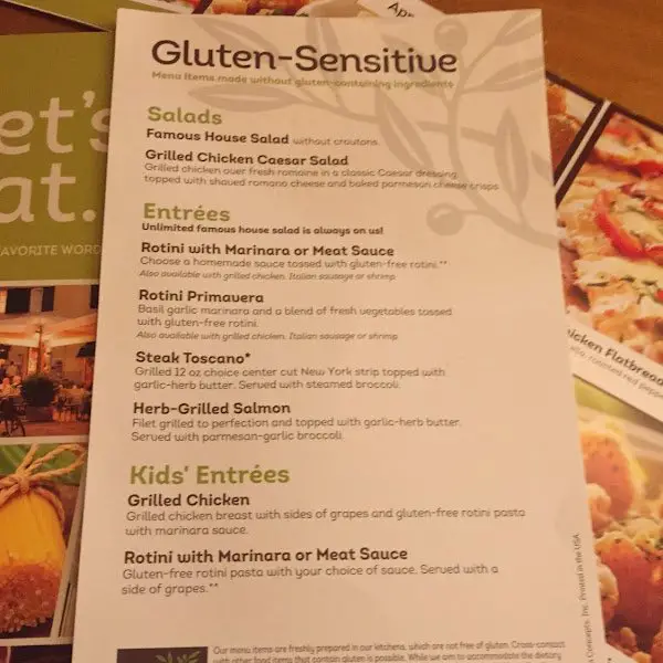 Gluten Free at Olive Garden