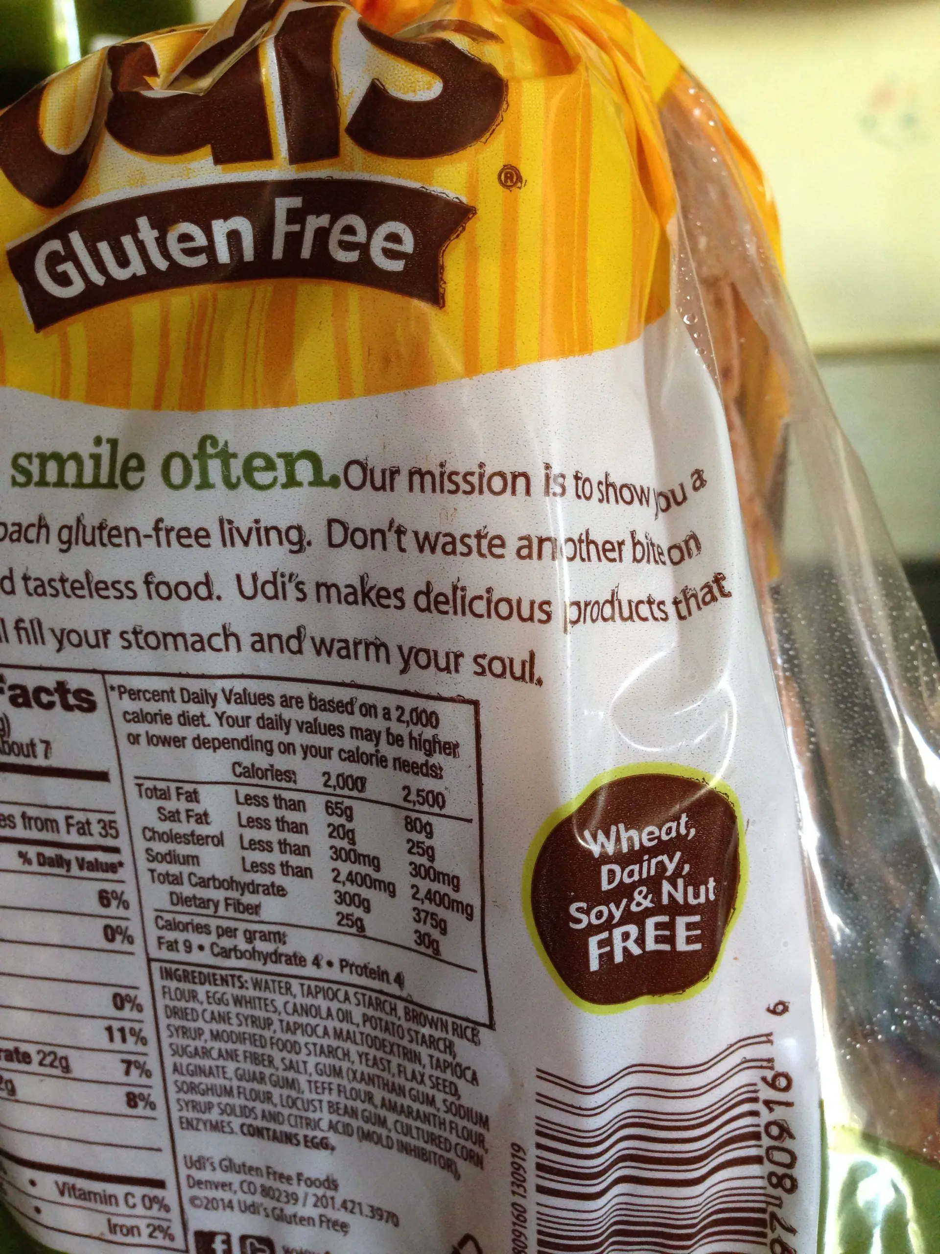 Gluten Free Bread Nutritional Info
