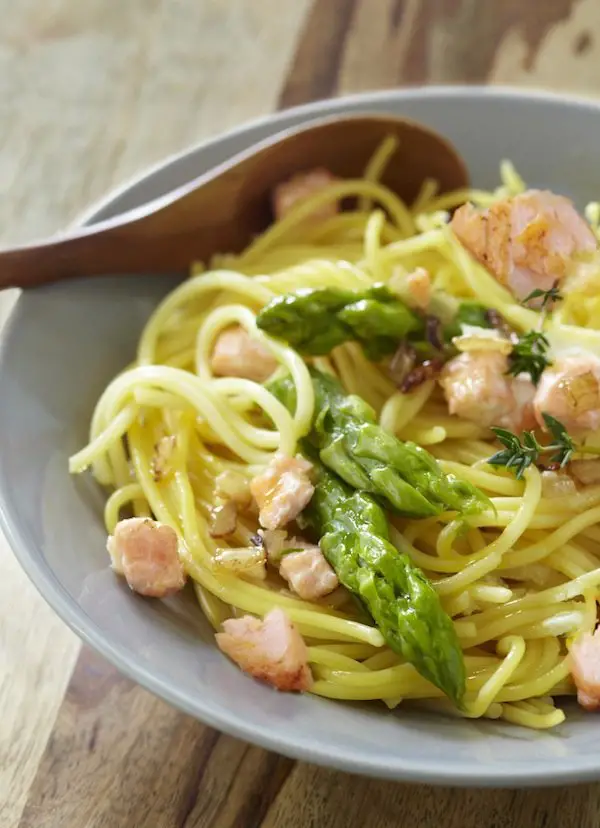 Gluten Free: Spaghetti with Salmon and Asparagus healthy ...