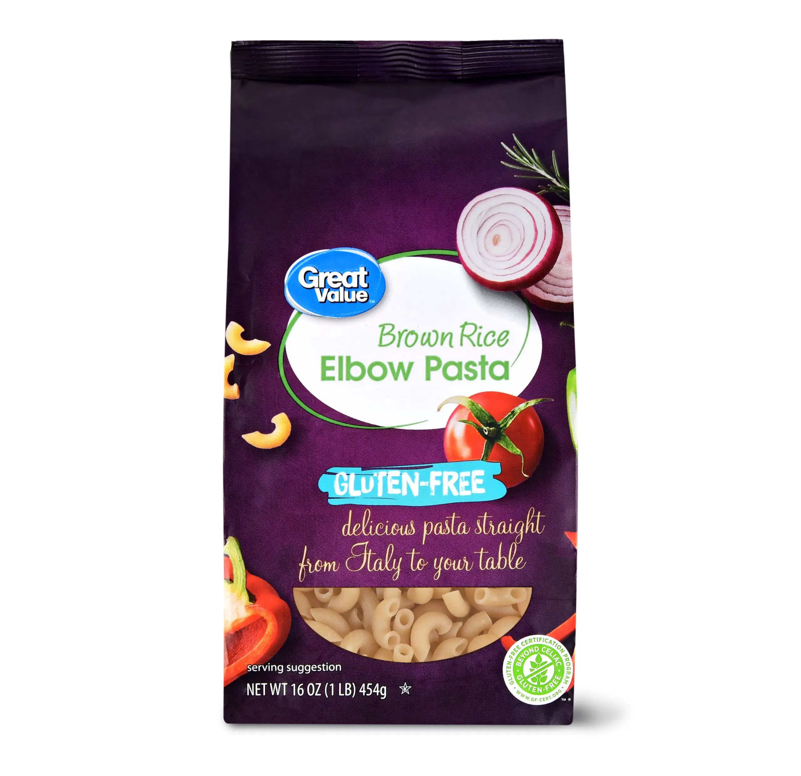 Great Value Gluten Free Brown Rice Elbow Pasta, 16 oz Bag