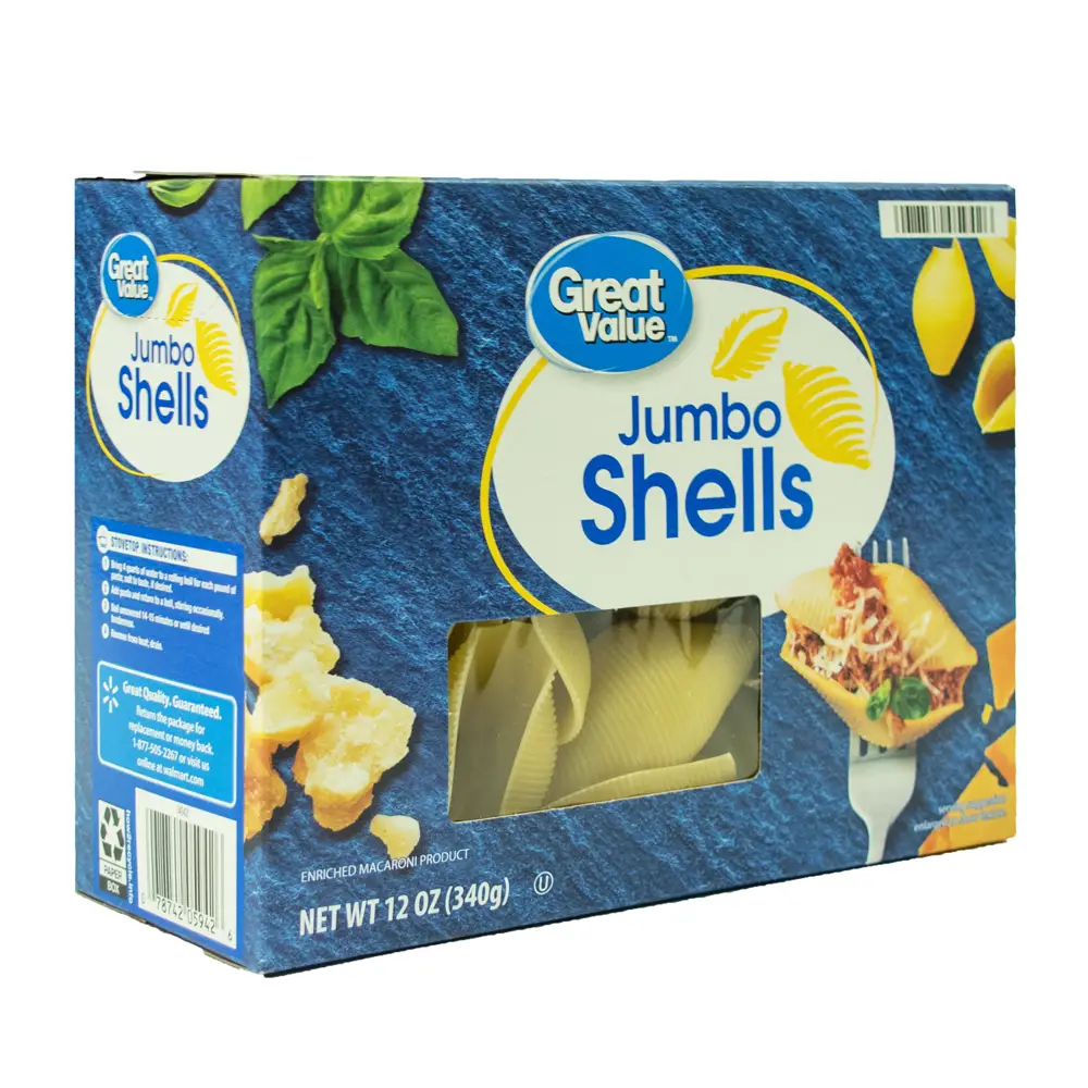 Great Value Jumbo Shells Pasta, 12 oz