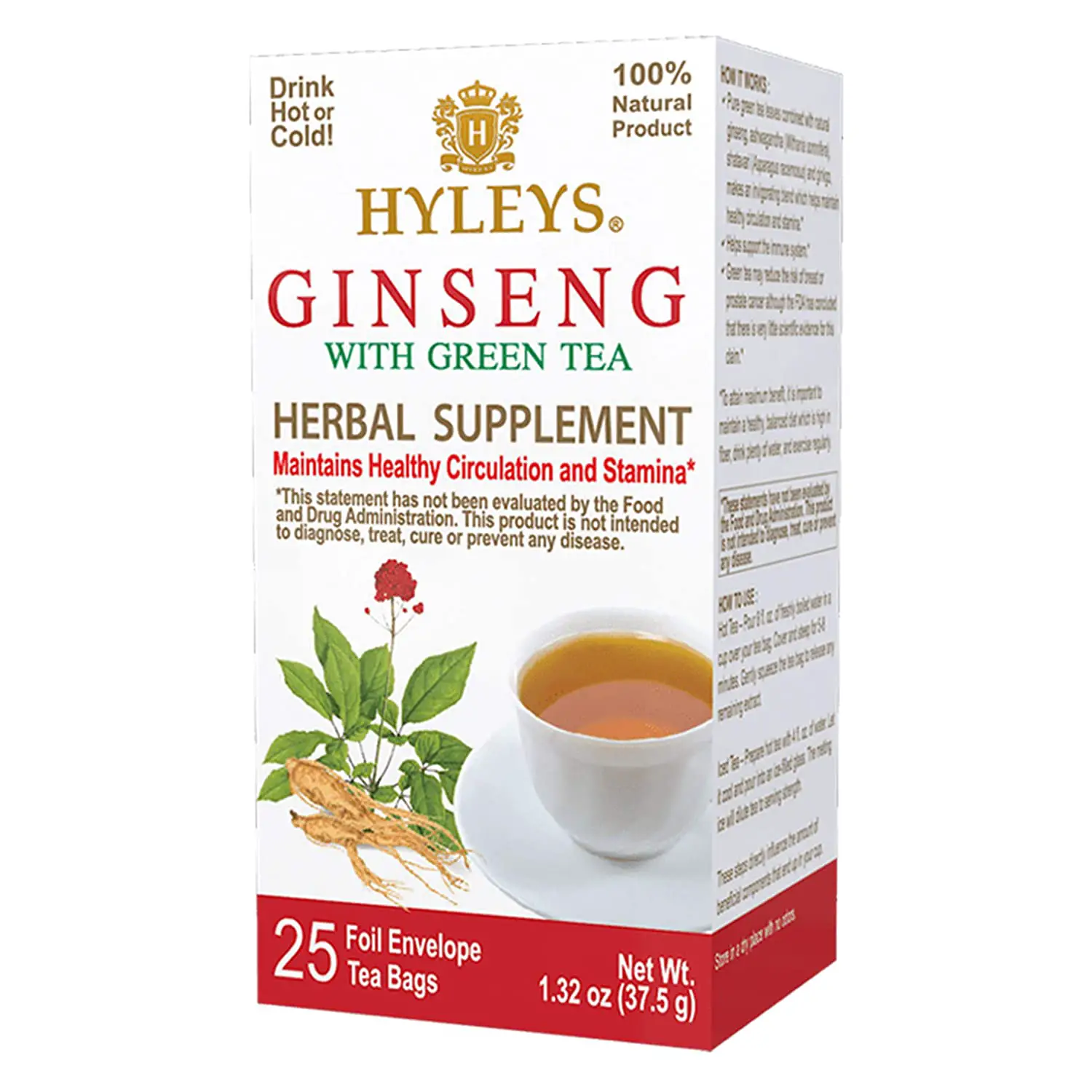 Hyleys Tea Natural Teas Ginseng with Green Tea