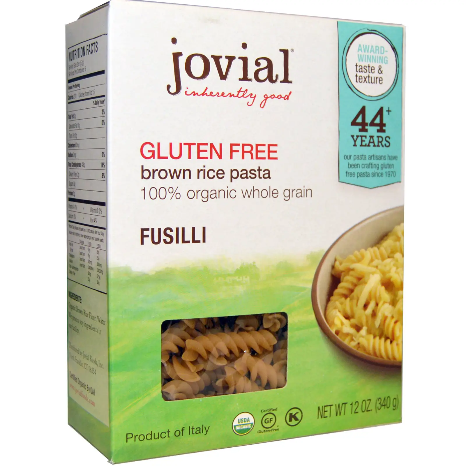 Jovial, Brown Rice Pasta, Fusilli, Gluten Free, 12 oz (pack of 4 ...