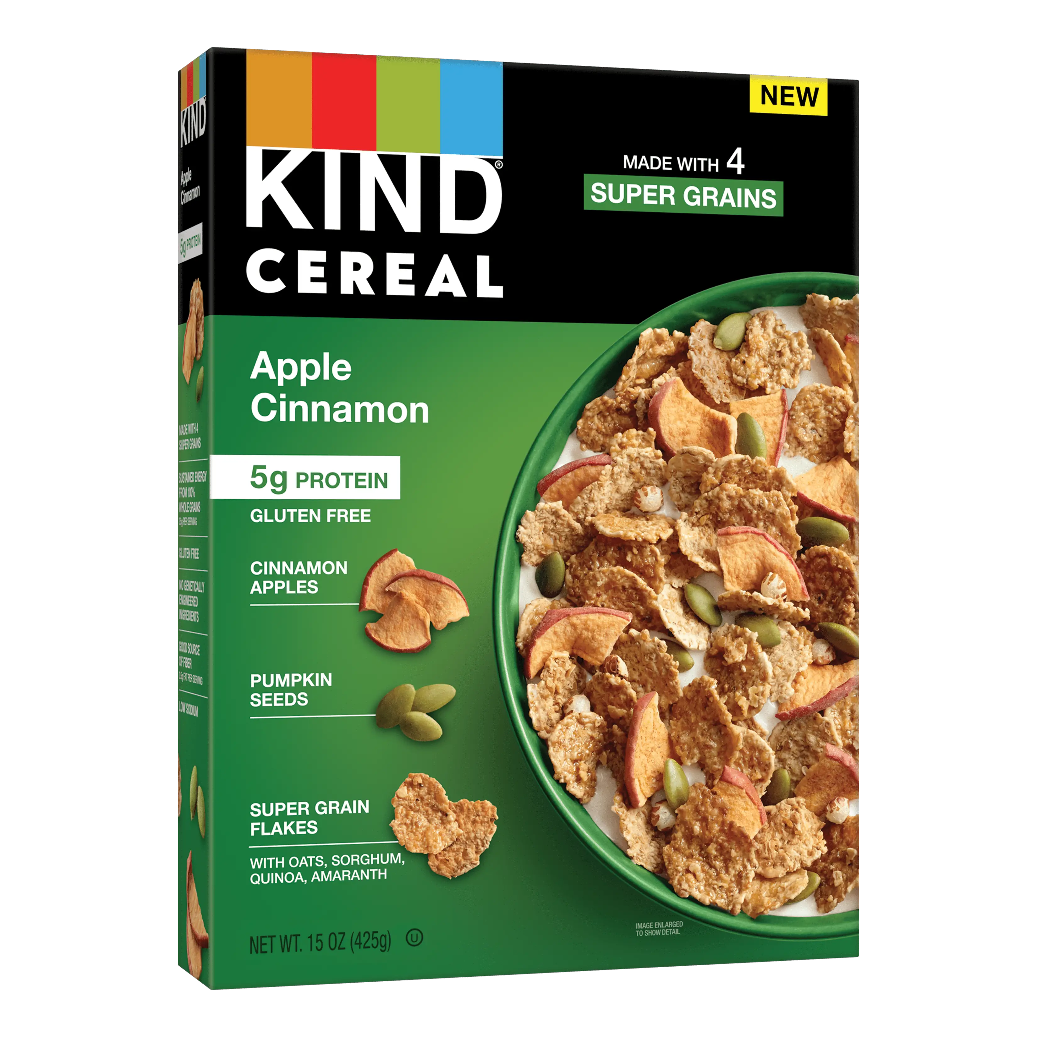 KIND Breakfast Cereal, Apple Cinnamon with Pumpkin Seeds, Gluten Free ...