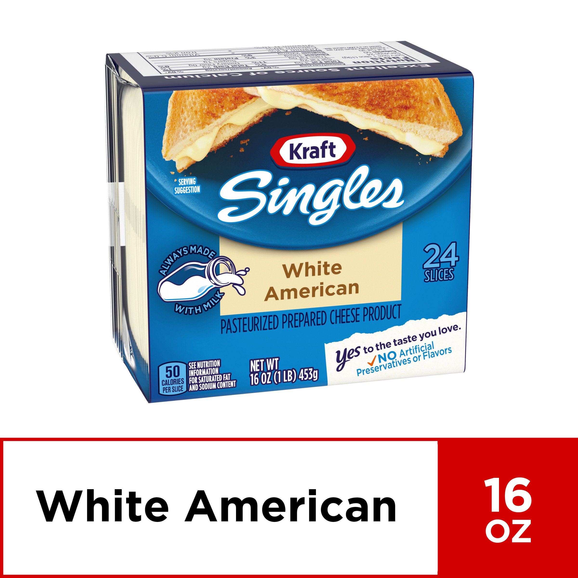 Kraft Singles Cheese Slices, White American Cheese, 24 ct ...