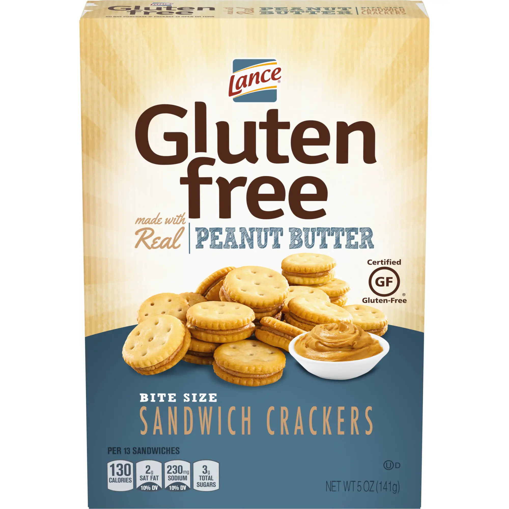 Lance Sandwich Crackers, Gluten Free Peanut Butter Bite Sized, 5 oz Box ...