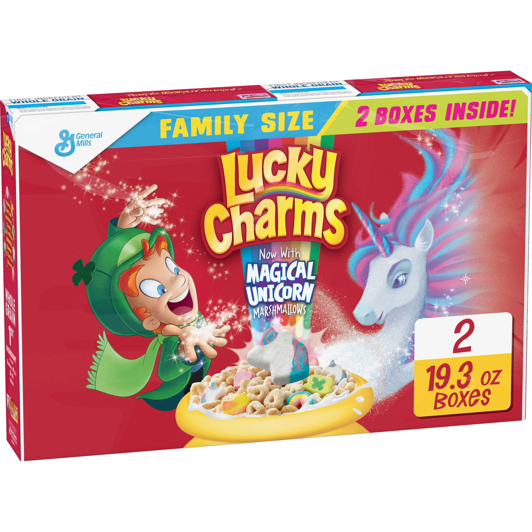 Lucky Charms, Gluten Free, Cereal, Family Size 2 Pack, 38.6 oz ...