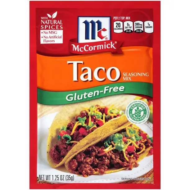 McCormick Gluten Free Taco Mix, 1.25 oz, Pack of 12 ...