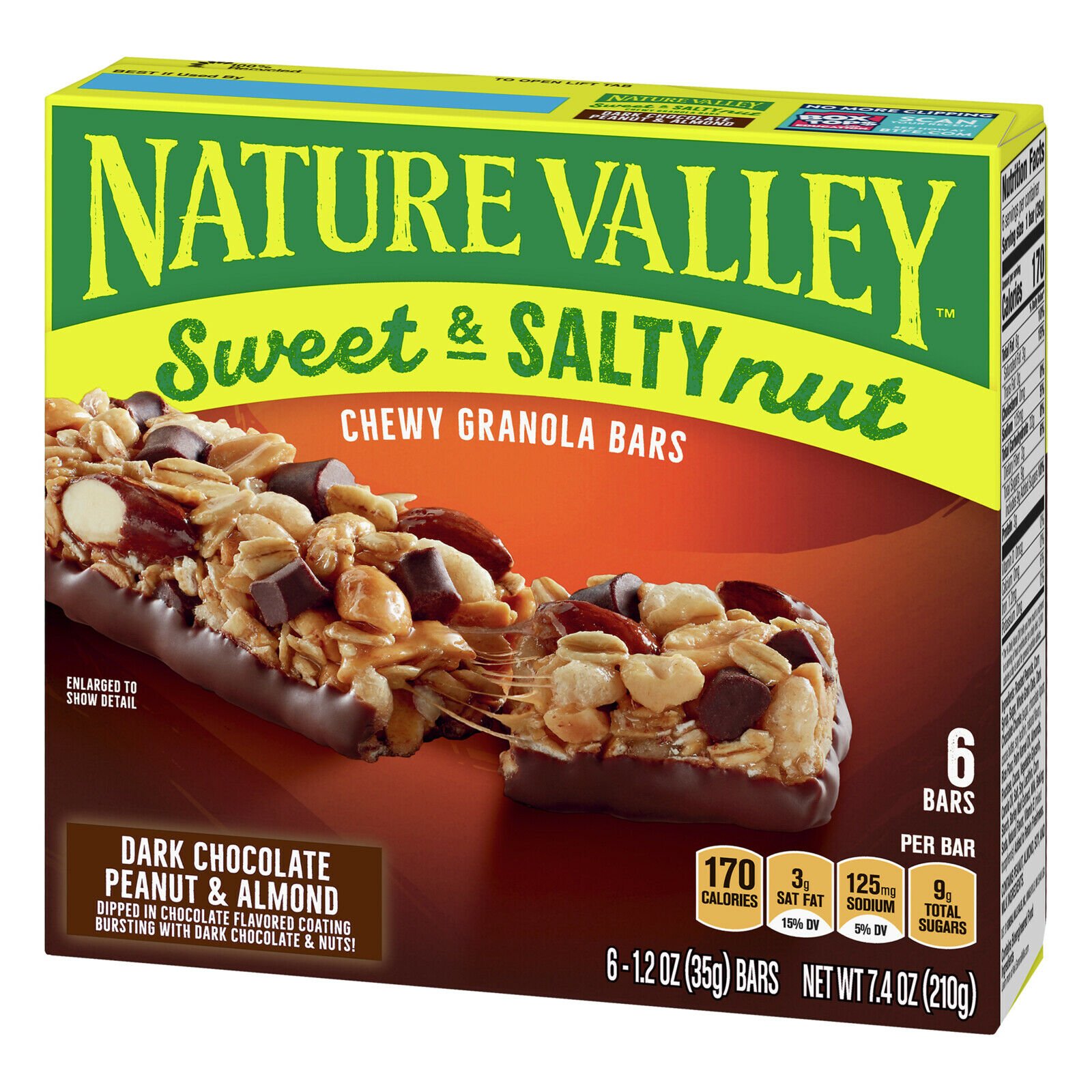 Nature Valley Dark Chocolate Peanut &  Almond Nut Chewy Granola Bars, 6 ...