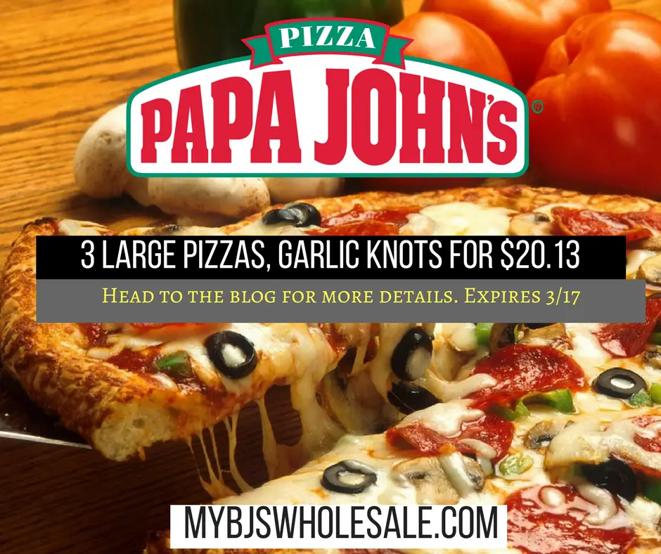 Papa Johns B1G1 FREE Large Pizza, $3.14 Garlic Knots + 25 Bonus Points ...