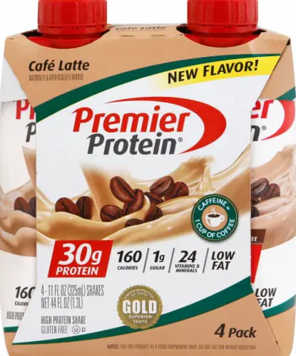 Premier Protein Gluten Free Cafe Latte High Protein Shakes, 4 ct / 11 ...