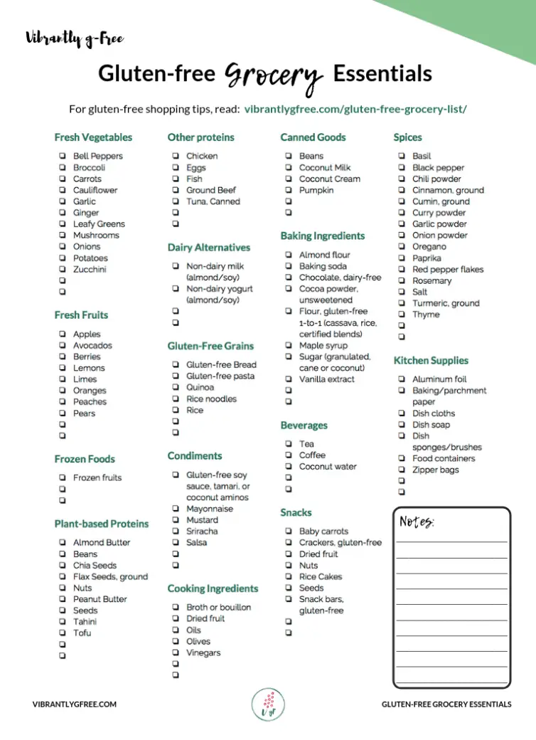 Printable Gluten Free Grocery List + 10 Tips!