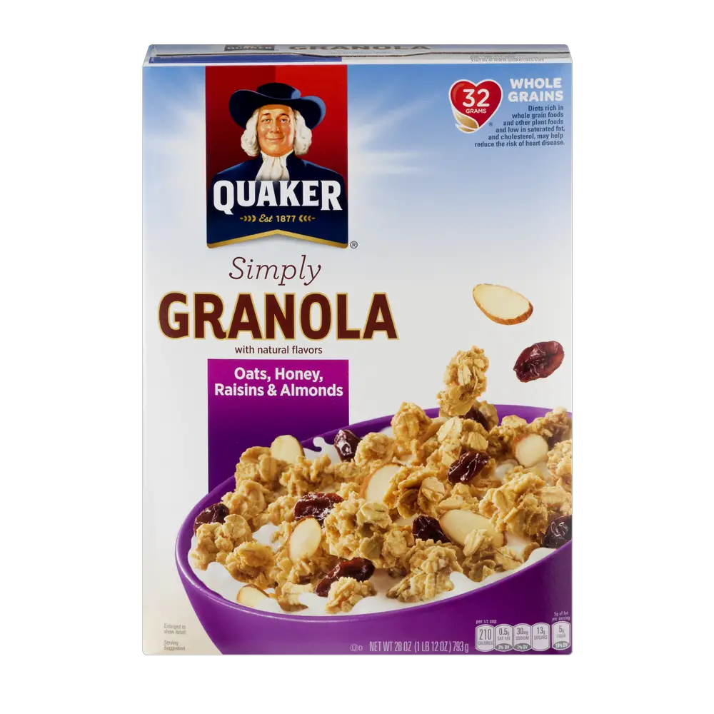 Quaker Simply Granola Oats, Honey, Raisins &  Almonds Cereal 28oz Box ...