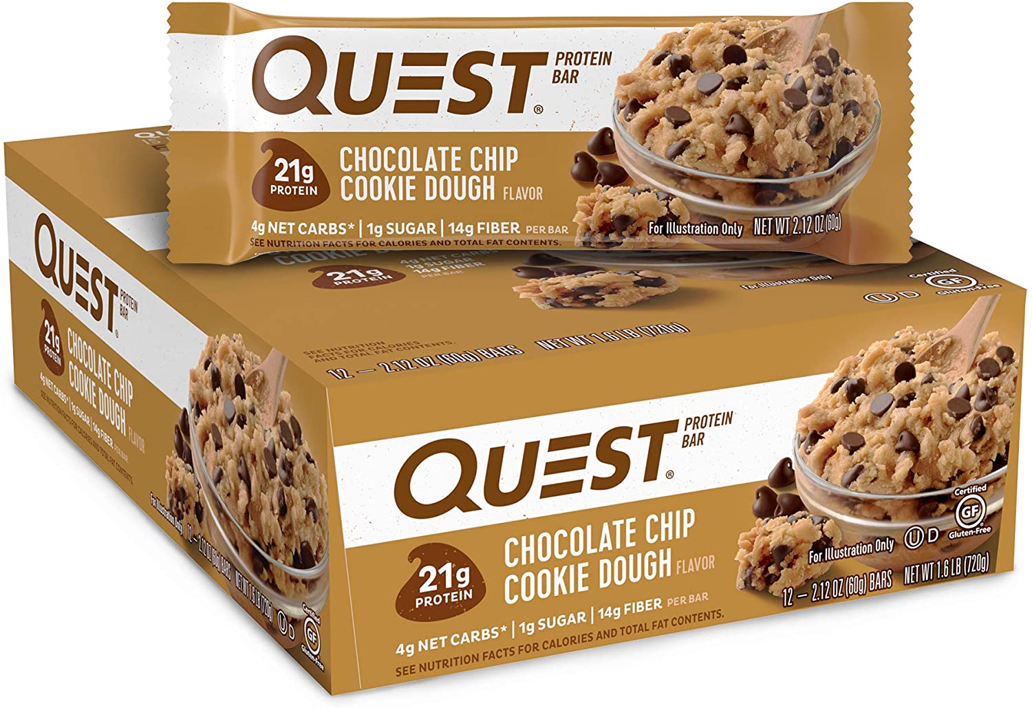 Quest Nutrition Chocolate Chip Cookie Dough Protein Bar ...