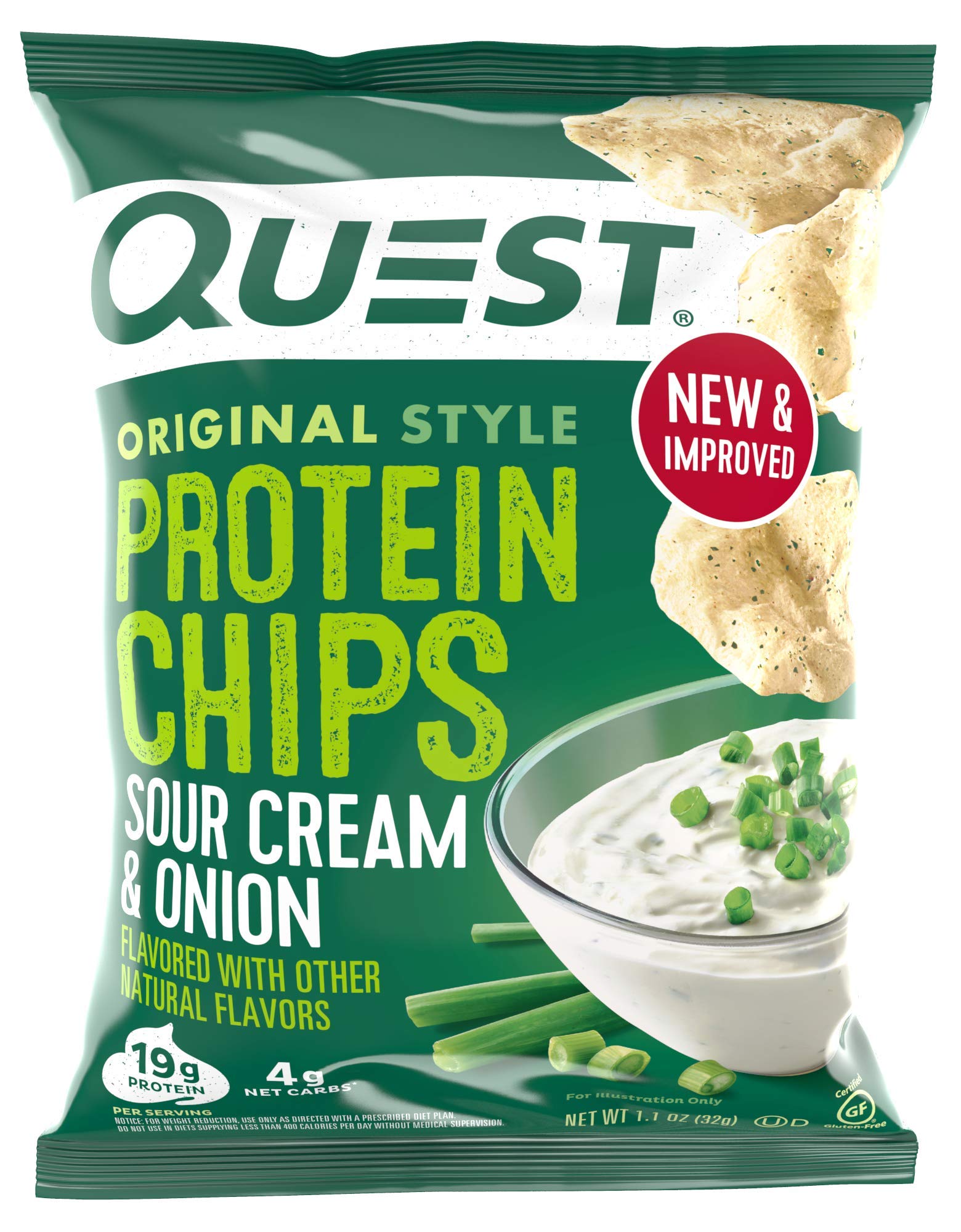 Quest Nutrition Sour Cream &  Onion Protein Chips, Low Carb, Gluten Free ...