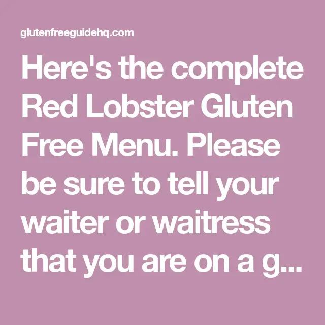 Red Lobster Gluten Free Menu