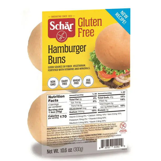 Schar Gluten Free Hamburger Buns, Gluten Free Buns, 4 Ct