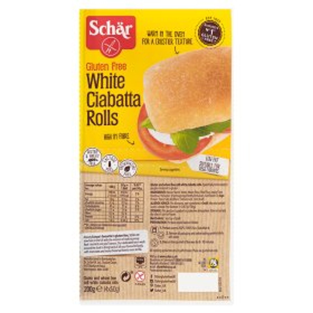 Schar Gluten Free White Ciabatta Rolls