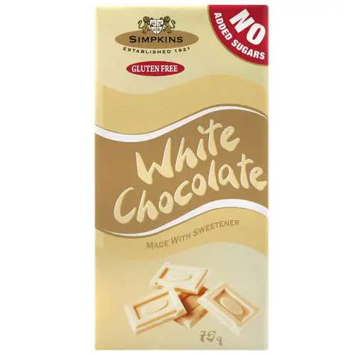 Simpkins Gluten free White Chocolate Made with Sweetener 75g ...