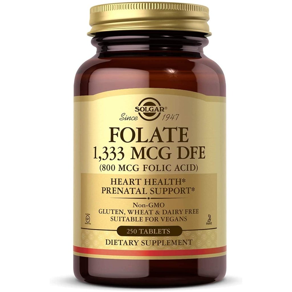 Solgar Folate 1,333 MCG Dietary Folate Equivalent (800 mcg Folic Acid ...