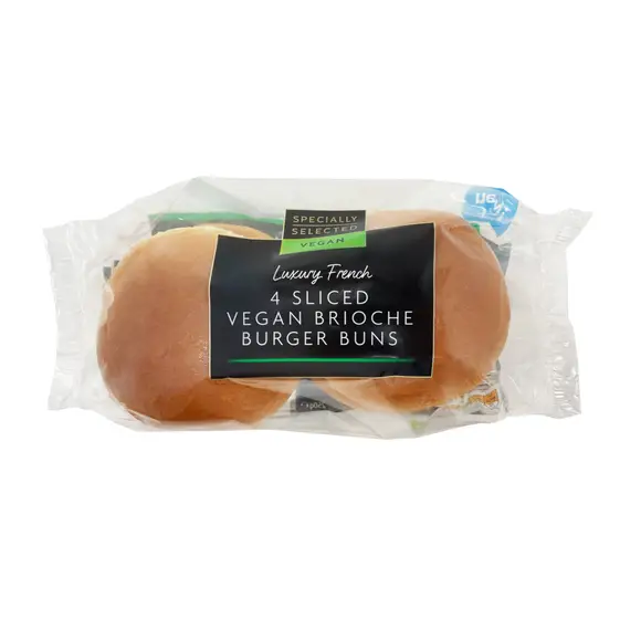 Specially Selected Luxury French 4 Sliced Vegan Brioche Burger Buns ...