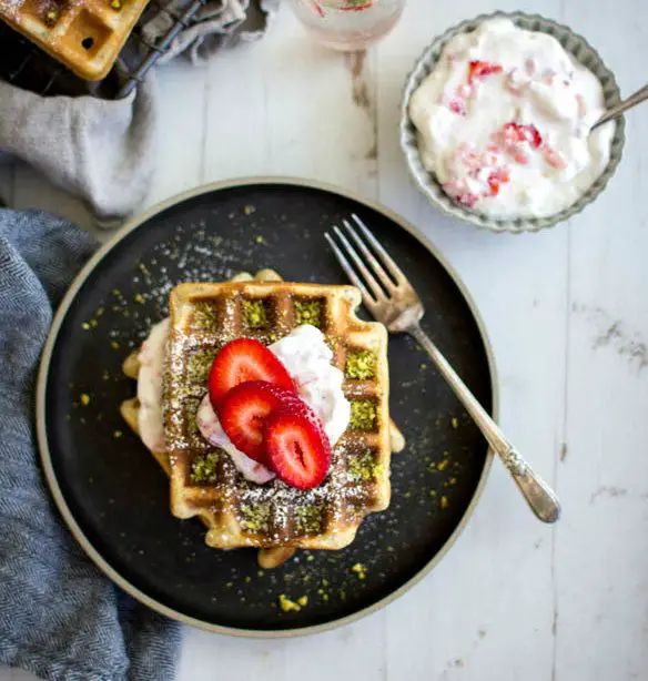 Strawberry &  Pistachio Waffles