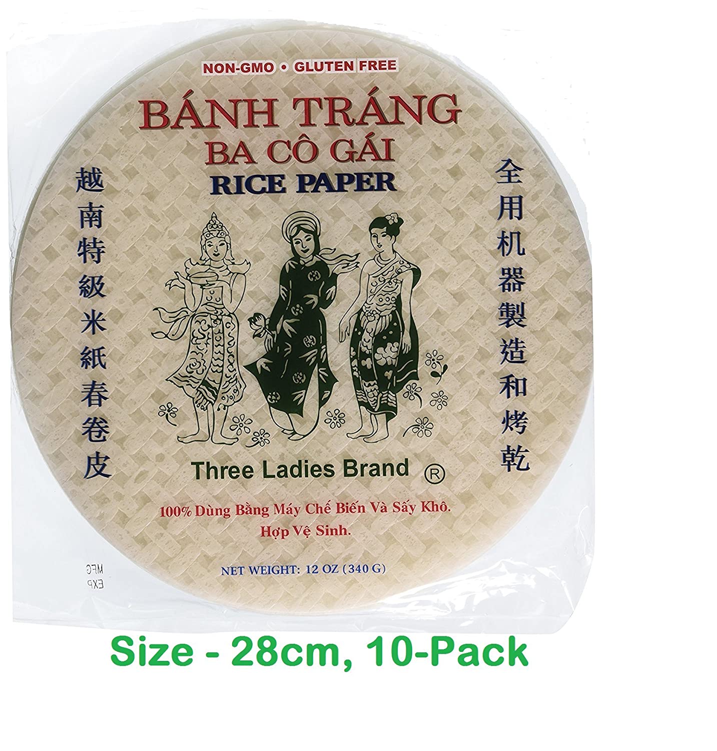 Three Ladies Brand Natural Gluten Free Spring Roll Rice Paper Wrappers ...