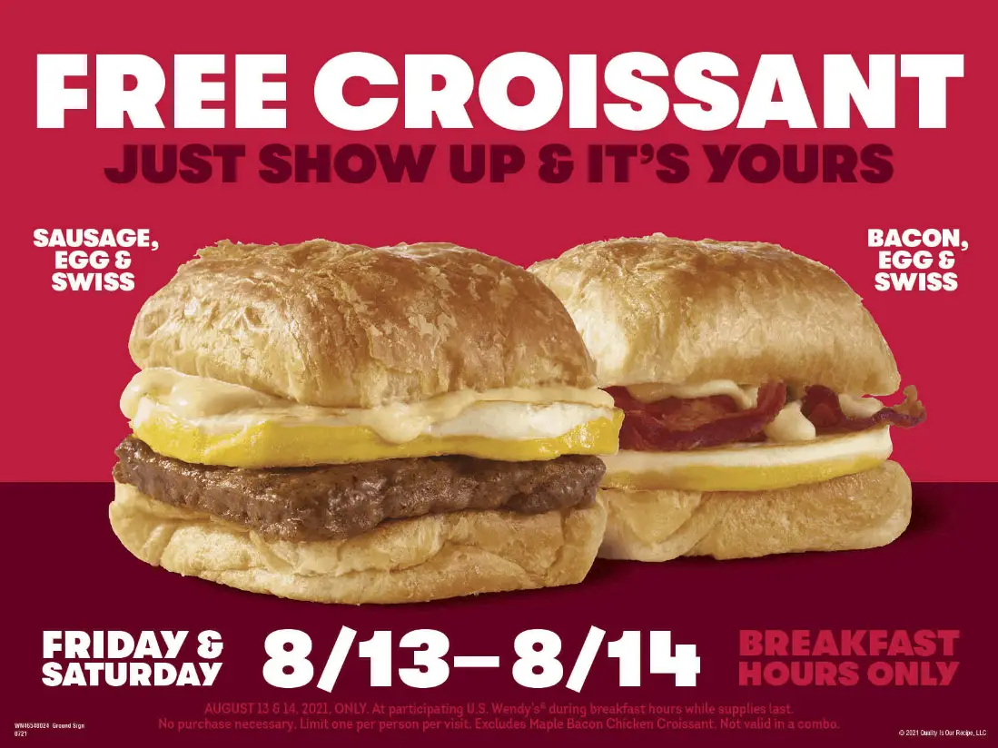 Today! Get Totally Free Breakfast Sandwich at Wendy