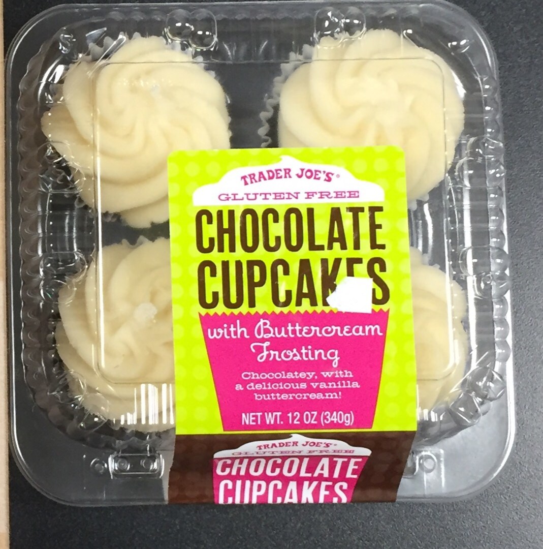 trader joes gluten free chocolate cupcakes with buttercream frosting