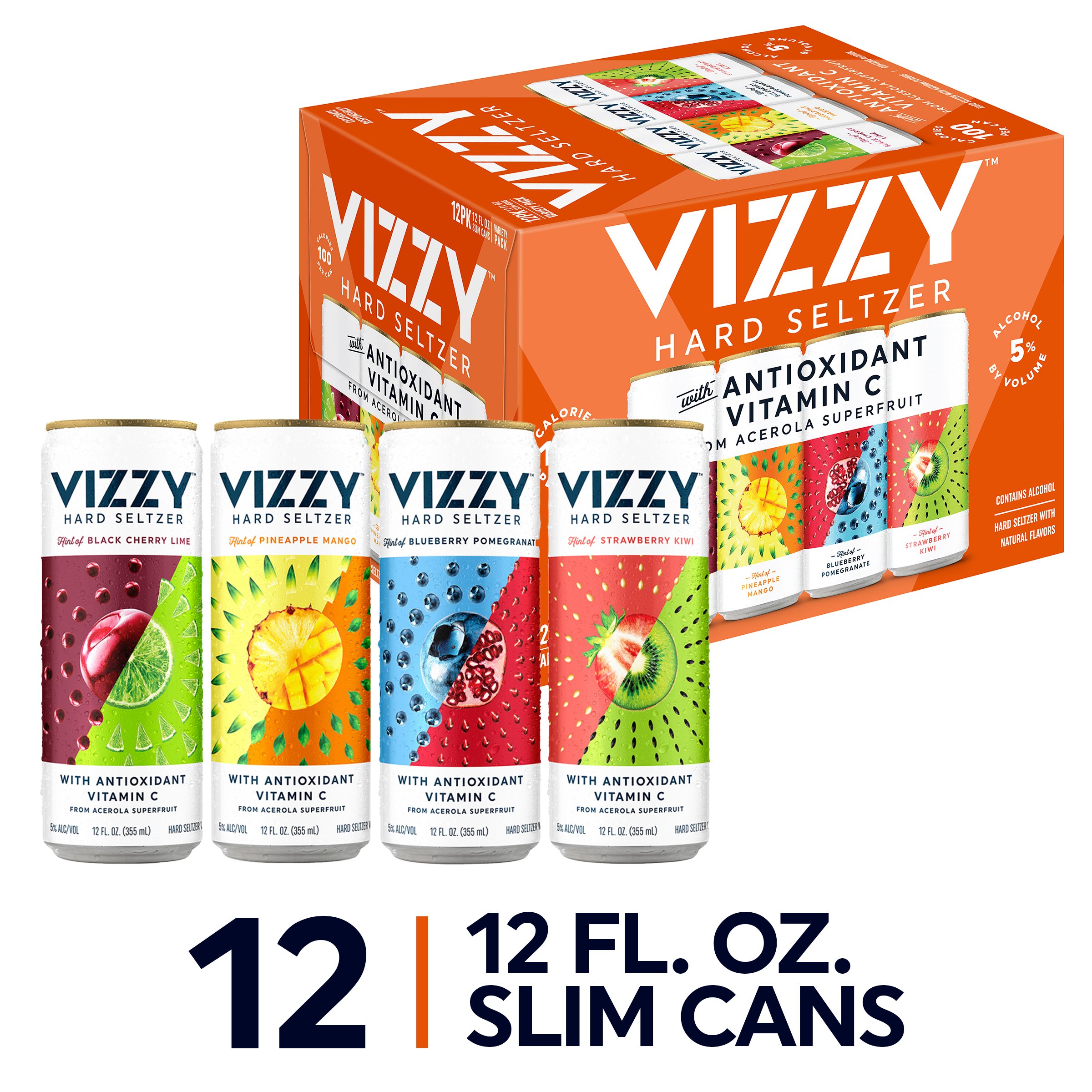 Vizzy Gluten Free Hard Seltzer Variety Pack, Seltzer 12 ...